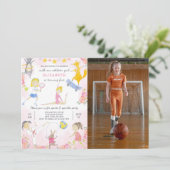スポーツガール誕生日招待状付き写真 招待状 (スタンド正面)