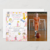 スポーツガール誕生日招待状付き写真 招待状 (正面/裏面)