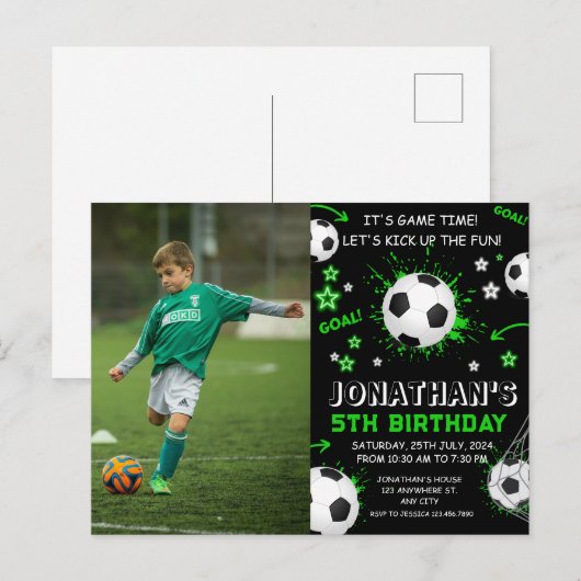 スポーツキッズサッカーバースデーパーティー ポストカード (正面/裏面)