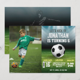 スポーツキッズサッカーフォト誕生日 招待状