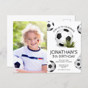 スポーツキッズサッカー写真誕生日パーティー ポストカード