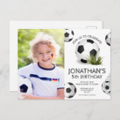 スポーツキッズサッカー写真誕生日パーティー ポストカード (正面/裏面)