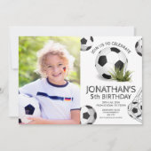 スポーツキッズサッカー写真誕生日パーティー 招待状 (正面)