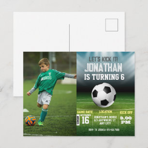 スポーツキッズサッカー写真誕生日 ポストカード