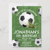 スポーツキッズサッカー誕生日パーティーへの招待 招待状 (正面)