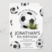 スポーツキッズサッカー誕生日パーティー 招待状 (正面/裏面)