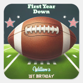 スポーツキッズボーイズチケットサッカー1st誕生日 スクエアシール
