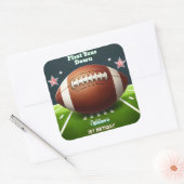 スポーツキッズボーイズチケットサッカー1st誕生日 スクエアシール (封筒)