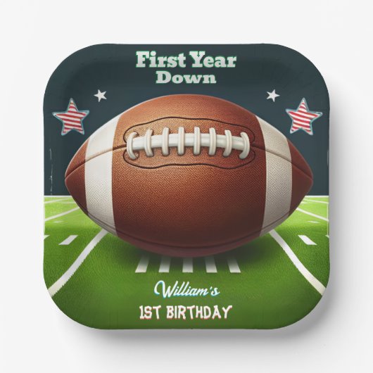 スポーツキッズボーイズチケットサッカー1st誕生日 ペーパープレート (正面)