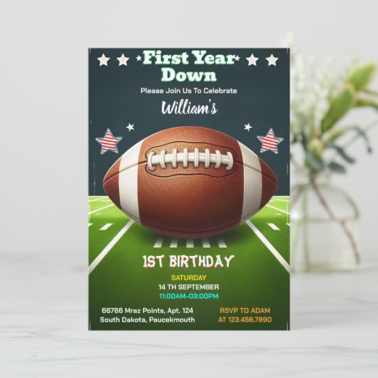 スポーツキッズボーイズチケットサッカー1st誕生日 招待状 (スタンド正面)