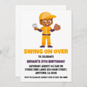 スポーツキッズ野球の誕生日招待状 招待状 (正面/裏面)