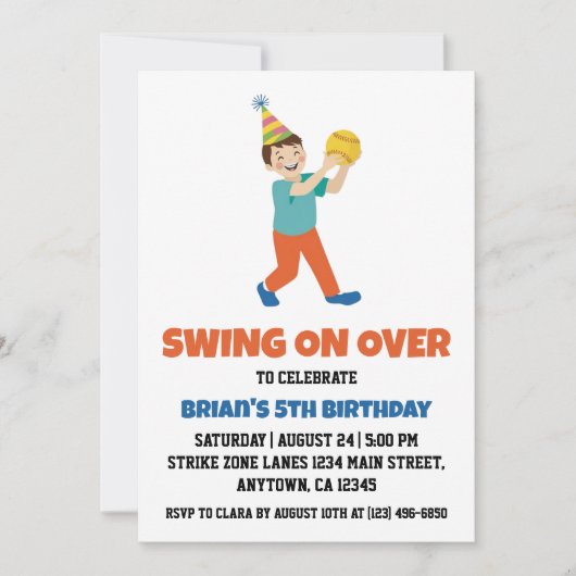 スポーツキッズ野球の誕生日招待状 招待状 (正面)