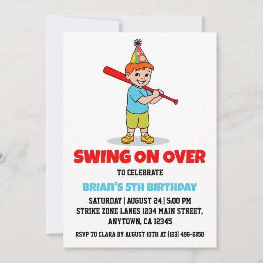 スポーツキッズ野球の誕生日招待状 招待状 (正面)