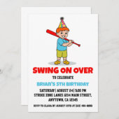 スポーツキッズ野球の誕生日招待状 招待状 (正面/裏面)