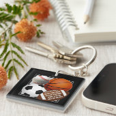 スポーツキーホルダー。フットボール,バスケットボール,野球, キーホルダー (正面右)