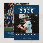 スポーツクラスカスタムフォトブルー卒業 案内状 (正面/裏面)