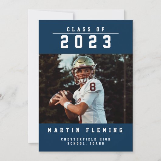 スポーツクラスカスタムフォトブルー卒業 案内状 (正面)