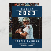 スポーツクラスカスタムフォトブルー卒業 案内状 (正面/裏面)