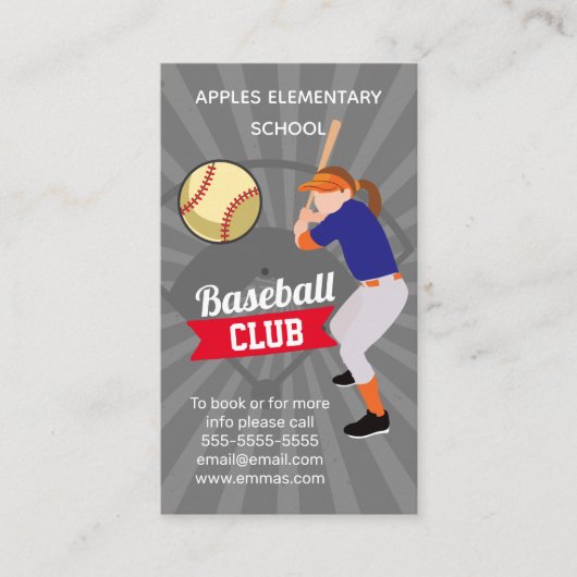 スポーツクラブのソフトボールコーチチームがジムに通う 名刺 (正面)