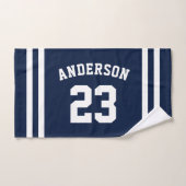 スポーツクラブチーム選手の名前とナンバーネイビーブルー ハンドタオル (ハンドタオル)