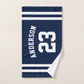 スポーツクラブチーム選手の名前とナンバーネイビーブルー ハンドタオル (ハンドタオル)