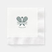 スポーツクラブネームテニスチームグリーンロゴ 縁ありカクテルナプキン (正面)