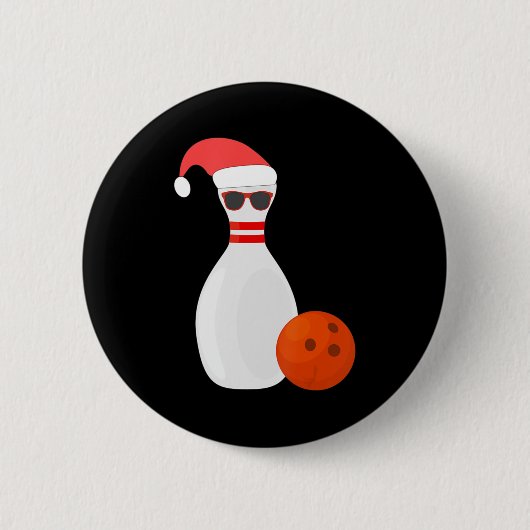 スポーツクリスマスボーリング-雪だるまボーリング 缶バッジ (正面)