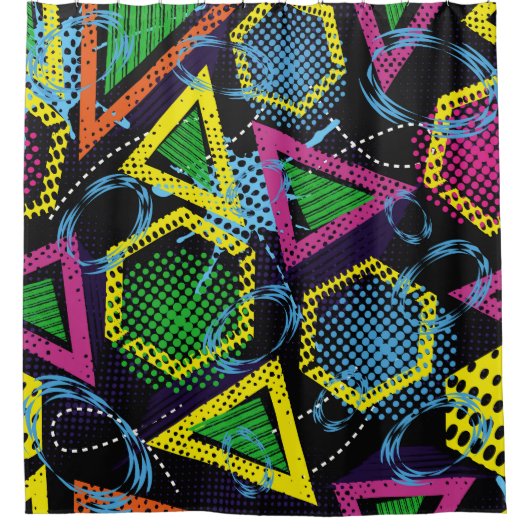 スポーツグランジパターン、子供のデザイン。 シャワーカーテン (正面)