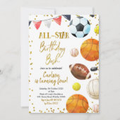 スポーツゲームタイム誕生日招待状 招待状 (正面)