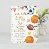 スポーツゲームタイム誕生日招待状 招待状 (スタンド正面)