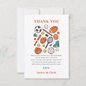 スポーツゲームタイム オールスター誕生日 | 子供スポーツ サンキューカード (正面)