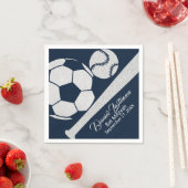 スポーツコンボ野球サッカー（ユダヤ教の）バル・ミツバーシルバー スタンダードカクテルナプキン (インサイチュ)