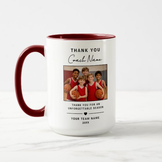 スポーツコーチへの感謝のチームフォト マグカップ (左)