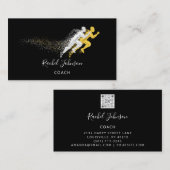 スポーツコーチアスリートアシストロゴインストラクターQR 名刺 (正面/裏面)