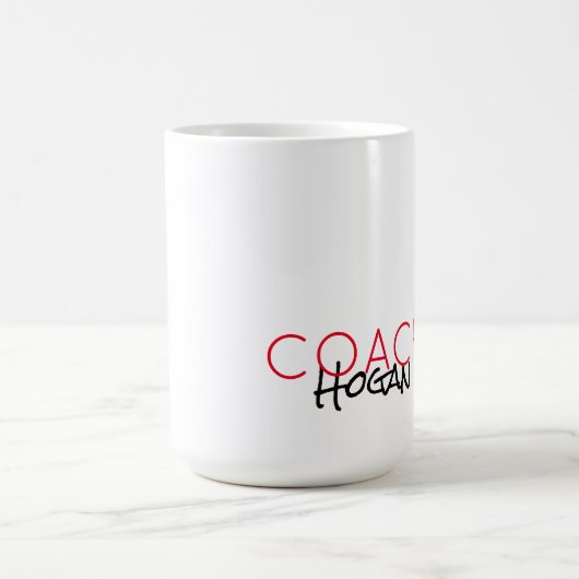 スポーツコーチ名チームカラーモダンギフトサンキュー コーヒーマグカップ (中央)