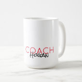 スポーツコーチ名チームカラーモダンギフトサンキュー コーヒーマグカップ (正面右)