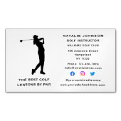 スポーツコーチ女性ゴルフインストラクターソーシャルメディア マグネット名刺 (正面)