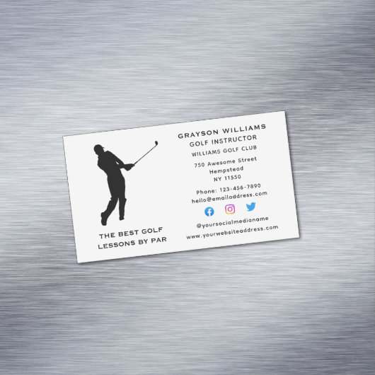 スポーツコーチ男性ゴルフプロインストラクターソーシャルメディア マグネット名刺 (インサイチュ)