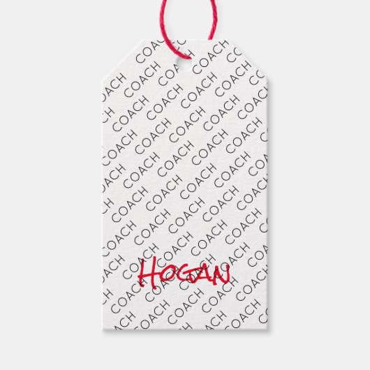 スポーツコーチNAMEスクールチームカラーモダンおもしろい ギフトタグ (正面)