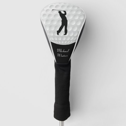 スポーツゴルファー男性ブラックシルエット ゴルフヘッドカバー (正面)