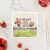 スポーツサッカーの最初の年ダウン男の子1歳の誕生日 スタンダードカクテルナプキン (インサイチュ)