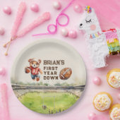 スポーツサッカーの最初の年ダウン男の子1歳の誕生日 ペーパープレート (パーティー)