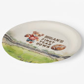 スポーツサッカーの最初の年ダウン男の子1歳の誕生日 ペーパープレート (アングル)