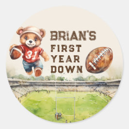 スポーツサッカーの最初の年ダウン男の子1歳の誕生日 ラウンドシール