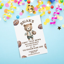 スポーツサッカーの最初の年ダウン男の子1歳の誕生日 招待状