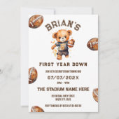 スポーツサッカーの最初の年ダウン男の子1歳の誕生日 招待状 (正面)