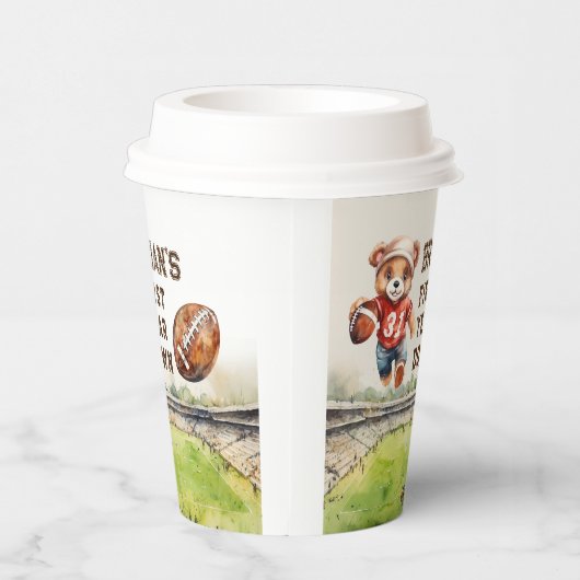 スポーツサッカーの最初の年ダウン男の子1歳の誕生日 紙コップ (右)