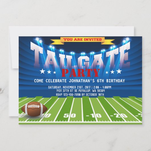 スポーツサッカーの誕生日パーティーカード 招待状 (正面)