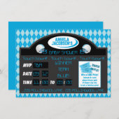 スポーツサッカースコアボード男の赤ちゃんシャワーブルー 招待状 (正面/裏面)