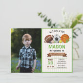 スポーツサッカーバスケットボールサッカー誕生日パーティー 招待状 (スタンド正面)